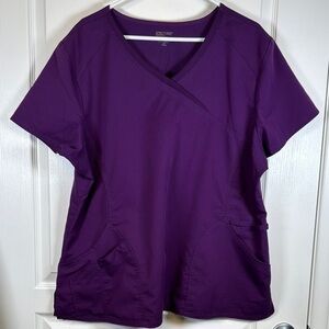 Scrubstar Purple V-Neck Pocket Scrub Top Medical Hospital Nurse Doctor Size 2XL